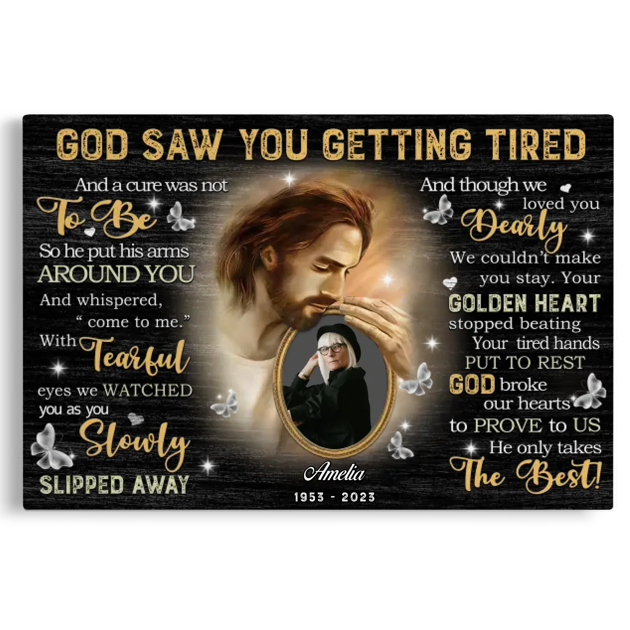 Personalized Canvas Prints, Custom Photo, Sympathy Gifts, Loss Mom Memorial, Remembrance Gifts, God Saw You Are Getting Tired Dem Canvas
