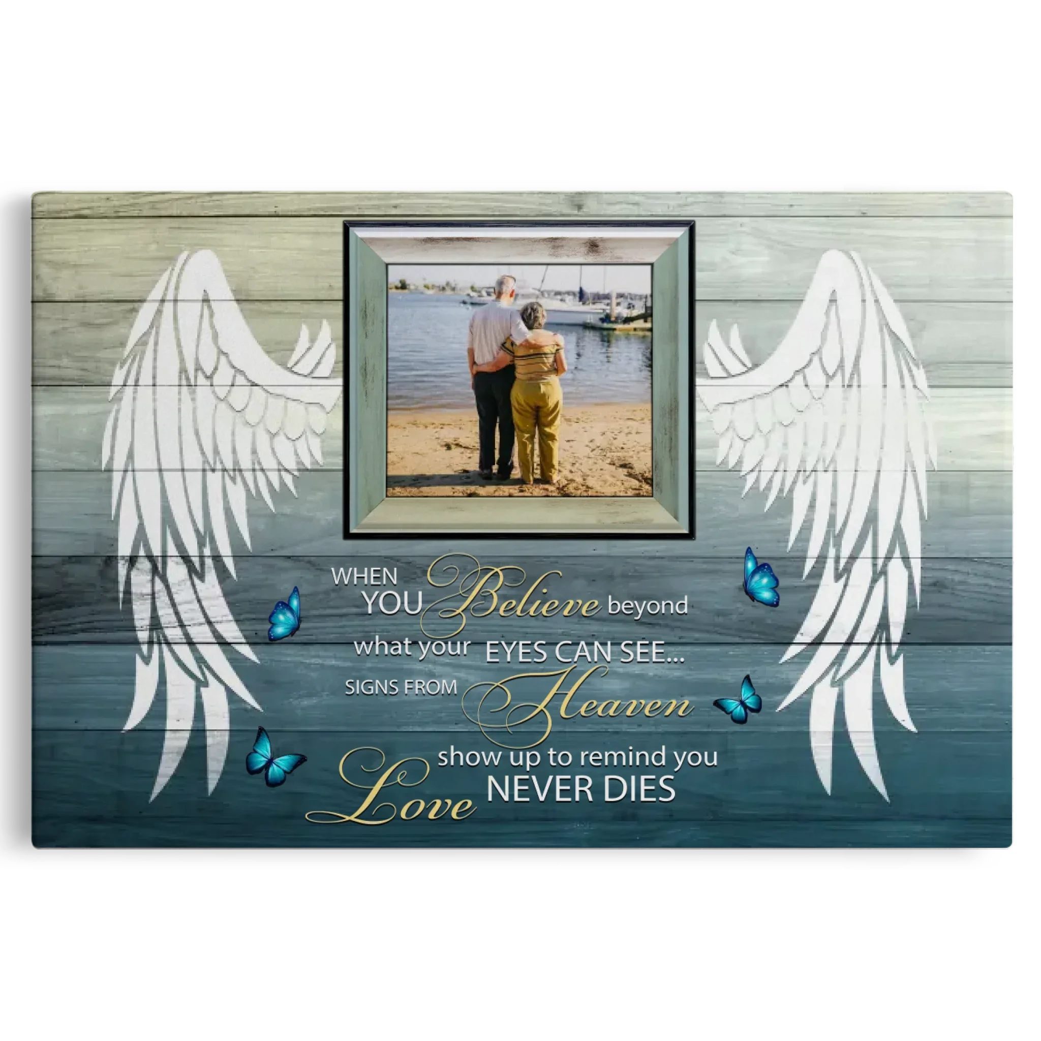 Personalized Canvas Prints Upload Photo, Custom Quote - Your Wings Were Ready, When You Believe ... Dem Canvas