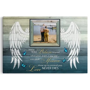 Personalized Canvas Prints Upload Photo, Custom Quote - Your Wings Were Ready, When You Believe ... Dem Canvas
