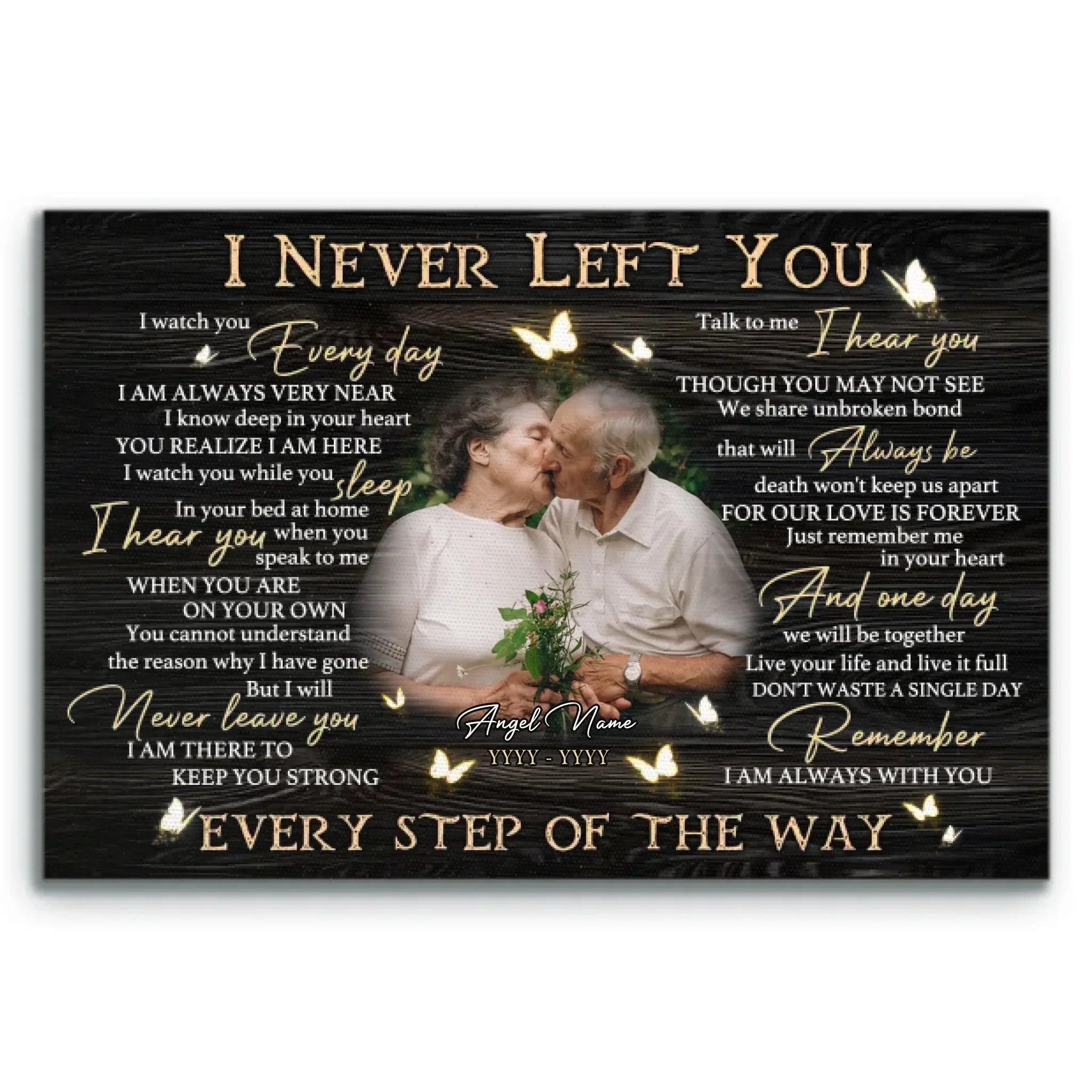 Personalized Photo Canvas Prints, Custom Photo, Memorial Gifts, Remembrance Gifts, Loss Of Parents I Never Left You Dem Canvas