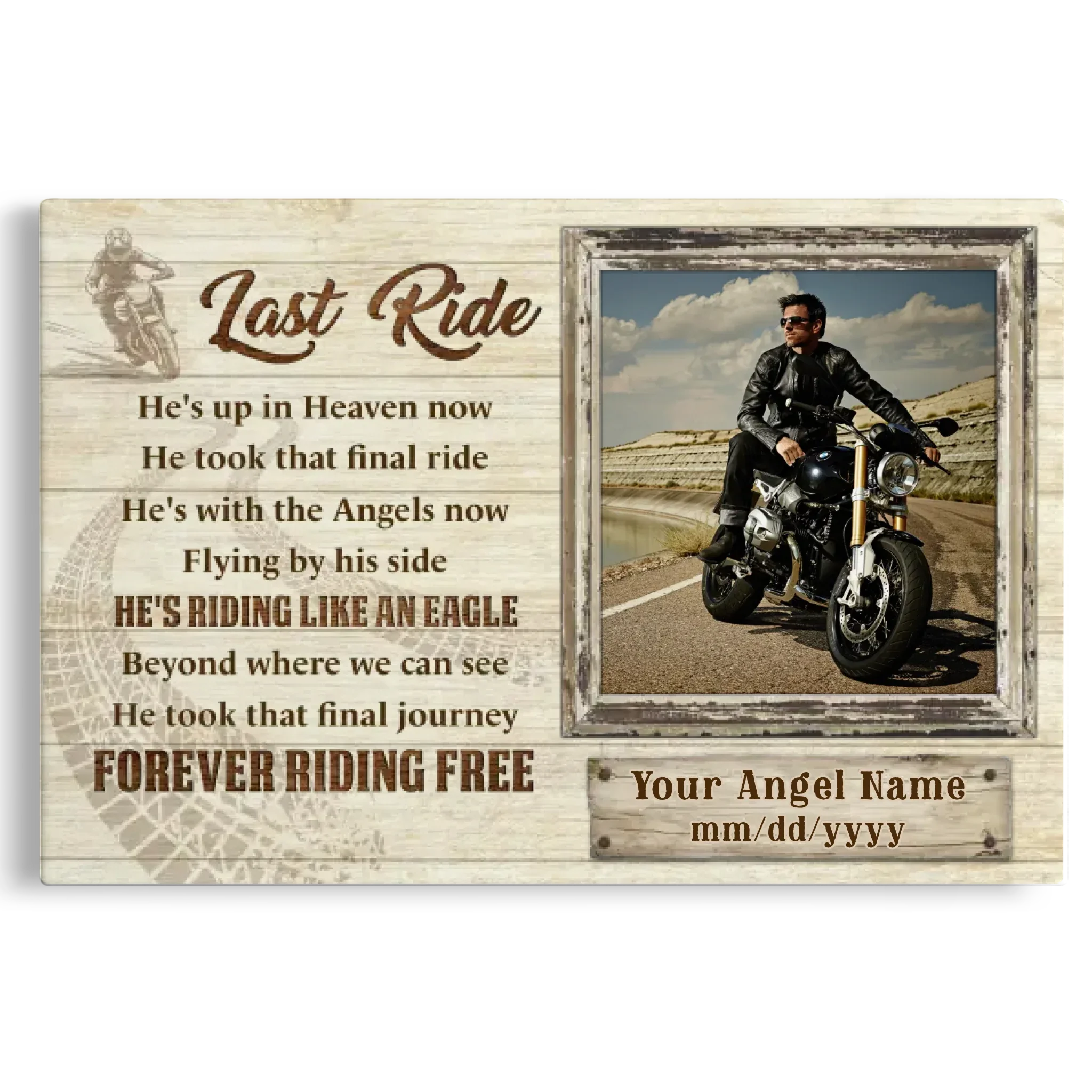 Personalized Canvas Prints, Custom Photo, Memorial Gifts, Sympathy Gifts, Loss Of Dad, Loss Of Brother, Biker Remembrance Last Ride Dem Canvas