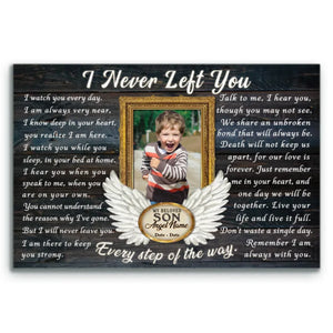 Personalized Canvas Prints, Custom Photo, Memorial Gifts, Sympathy Gifts, Remembrance Gifts, Loss Of Son, Angel Wings I Never Left You Dem Canvas
