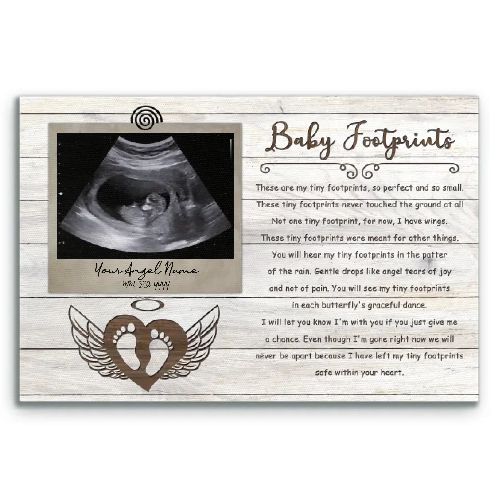 Personalized Canvas Prints, Custom Photo, Sympathy Gifts, Remembrance Gifts For Infant Loss Gift For Pregnancy Loss, Baby Footprints Dem Canvas