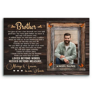 Personalized Canvas Prints, Sympathy Gifts For Loss Of Brother, In Memory Of Brother Gifts, Memorial Canvas for Brother Dem Canvas