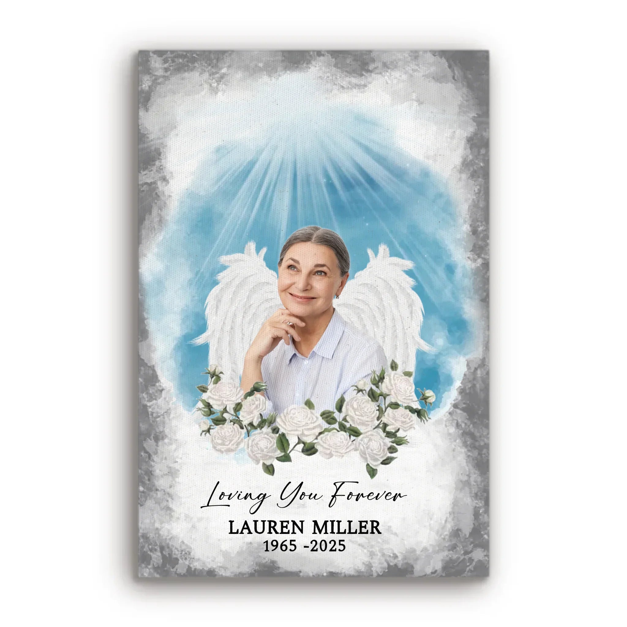Memorial Personalized Canvas Prints - Custom Photo & Text - 5 Sizes - Sympathy Gifts, Loss Of Loved One, Loving You Forever - Dem Canvas