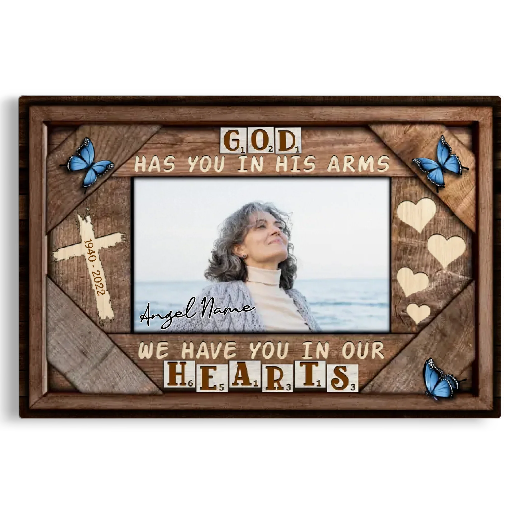 Personalized Canvas Prints Custom Photo, Sympathy Gifts, Remembrance, Memorial Gifts, Gifts, God Have You In His Arms Dem Canvas