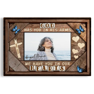 Personalized Canvas Prints Custom Photo, Sympathy Gifts, Remembrance, Memorial Gifts, Gifts, God Have You In His Arms Dem Canvas