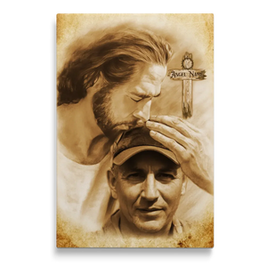Personalized Canvas Prints, Custom Photo And Name, Sympathy Gifts, Memorial Gift, Safe In The Arms Of Jesus Cross With Thorns Dem Canvas