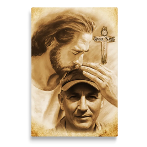Personalized Canvas Prints, Custom Photo And Name, Sympathy Gifts, Memorial Gift, Safe In The Arms Of Jesus Cross With Thorns Dem Canvas