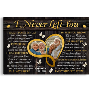 Personalized Canvas Prints, Custom Photo, Sympathy Loss Of Wife Husband, Memorial Gifts, I Never Left You Dem Canvas