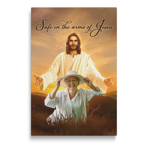 Personalized Canvas Prints Custom Photo - Safe In Jesus's Arms, Memorial Dem Canvas