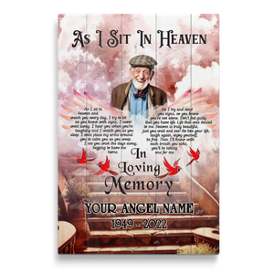 Personalized Canvas Prints, Custom Photo, Sympathy Gifts, Memorial Gifts, Cardinal Wings,Loss Mom, Loss Dad, As I Sit In Heaven Dem Canvas
