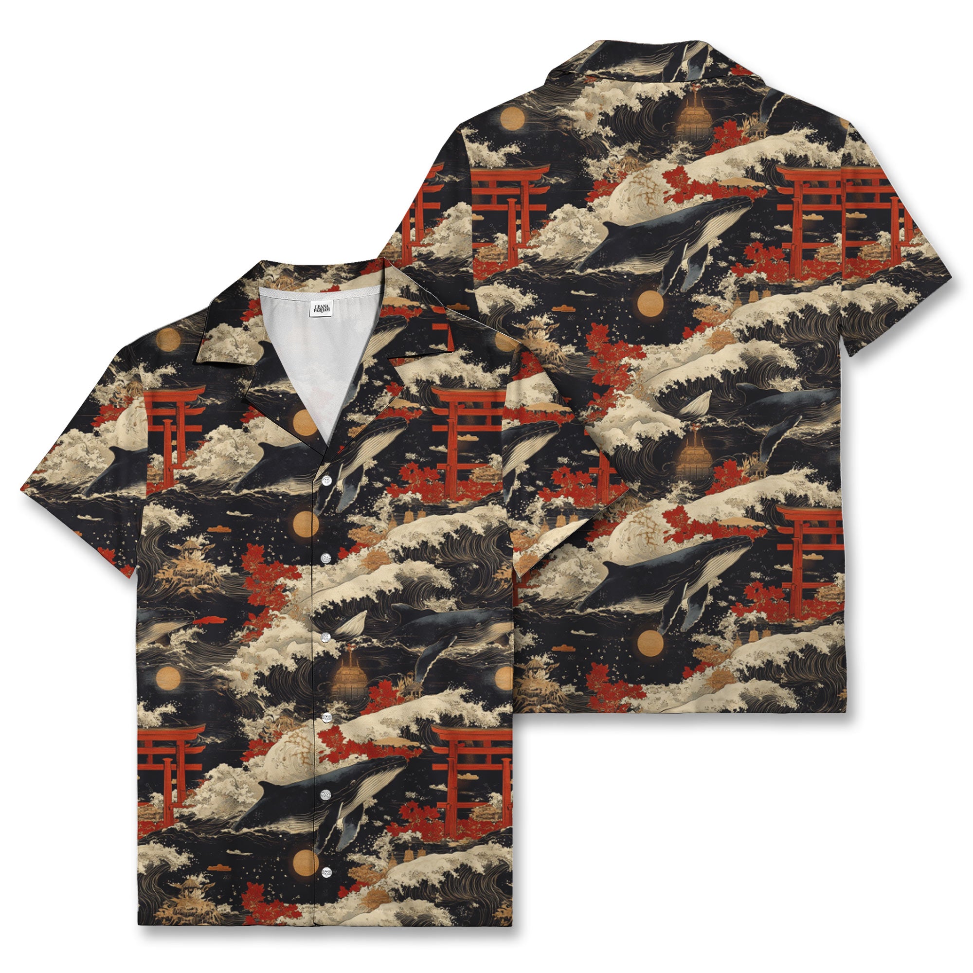 Japanese Whale Torii Hawaiian Shirt Ocean Waves Aloha Shirt