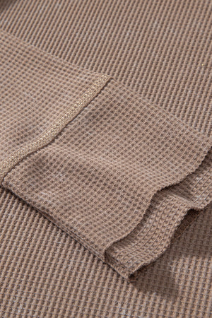 Zahra Waffle Knit Neckline Long Sleeve Top