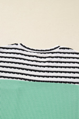 Claire Contrast Striped Patchwork Long Sleeve Top