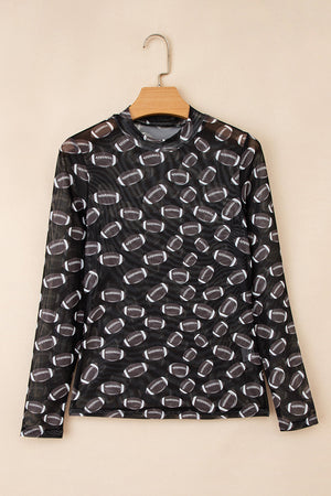 Maci Rugby Mesh Sheer Long Sleeve Top