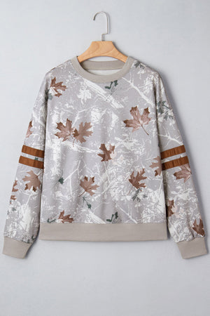 Salem Striped Sleeve Casual Sweatshirt
