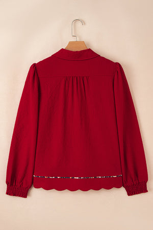 Alma Contrasted Trim Textured Blouse