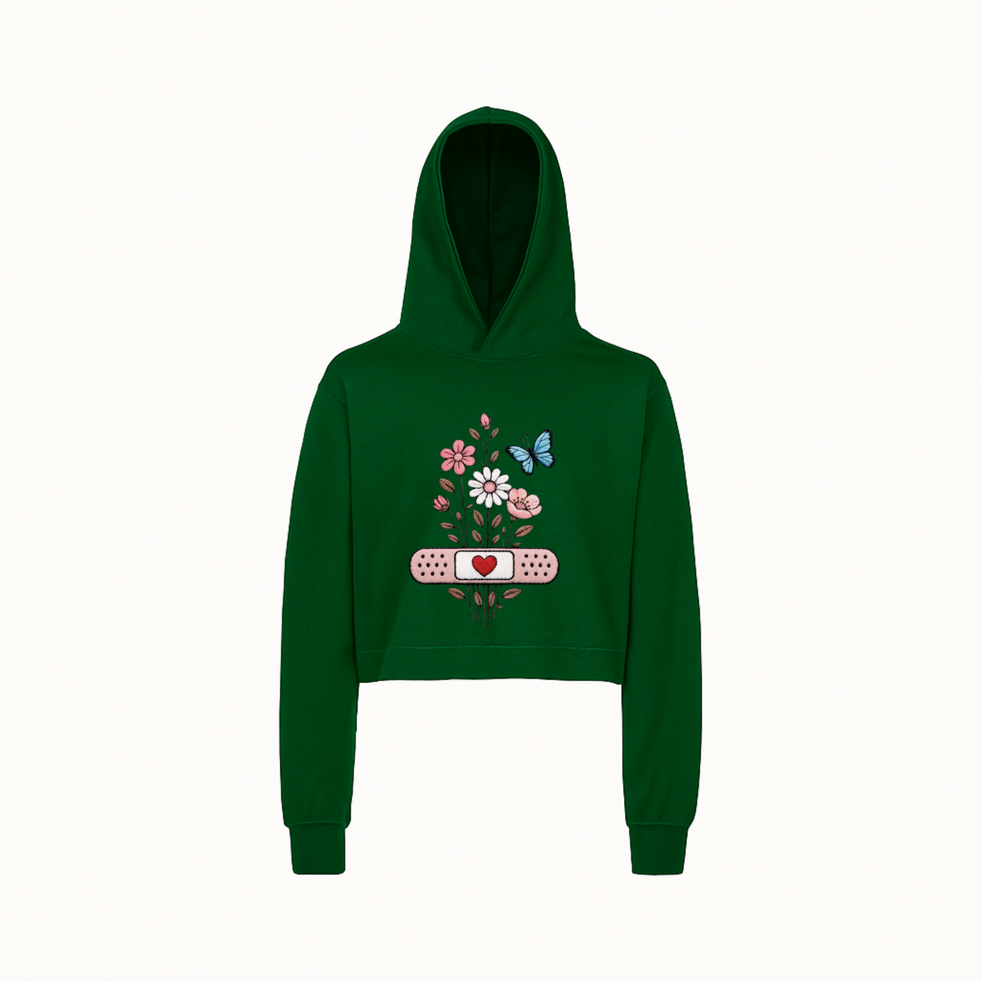 Floral Compression Bandage Butterfly Embroidery Hoodie