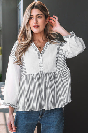 Zahra Bracelet Sleeve Babydoll Blouse