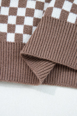 Mckinley Trim Checkerboard Knit Sweater