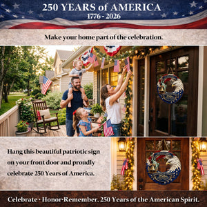 Custom Wood Sign - Personalized America 250th Anniversary Gifts For Mom, Dad, Brother, Sister, Kids - Bald Eagle Patriotic