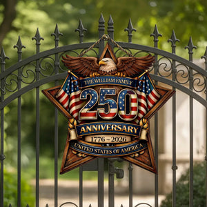 Custom Wood Sign - Personalized America 250th Anniversary Gifts For Mom, Dad, Brother, Sister, Kids - Built On Hope And Courage