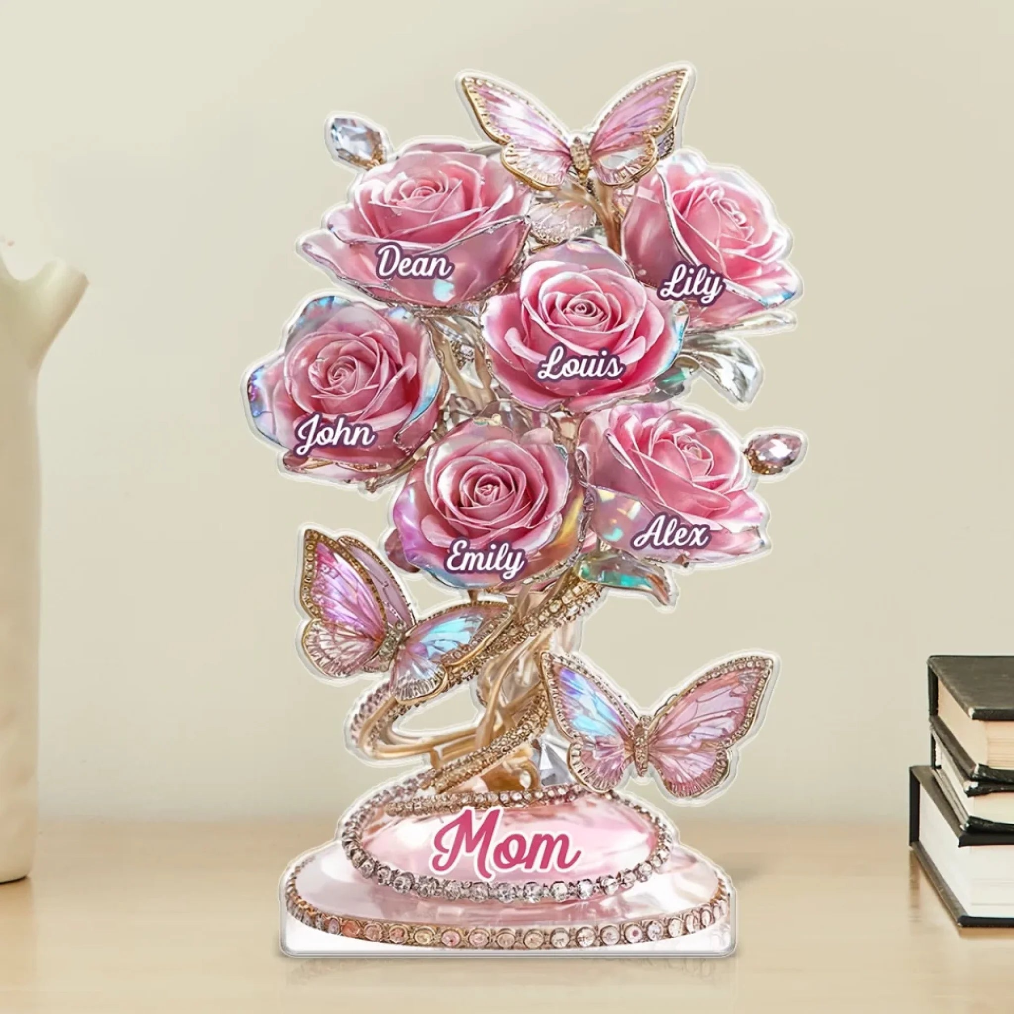 Each Rose Holds A Piece Of Your Heart - Personalized Acrylic Plaque Custom Shape - Mother's Day Gift For Mom, Grandma