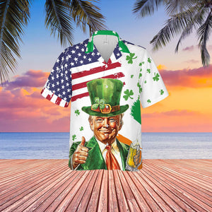 Trump St. Patrick's Day Hawaiian Shirt| St. Patrick's Day 3D Shirt | Irish Flag Hawaiian Shirt 681930- GOP