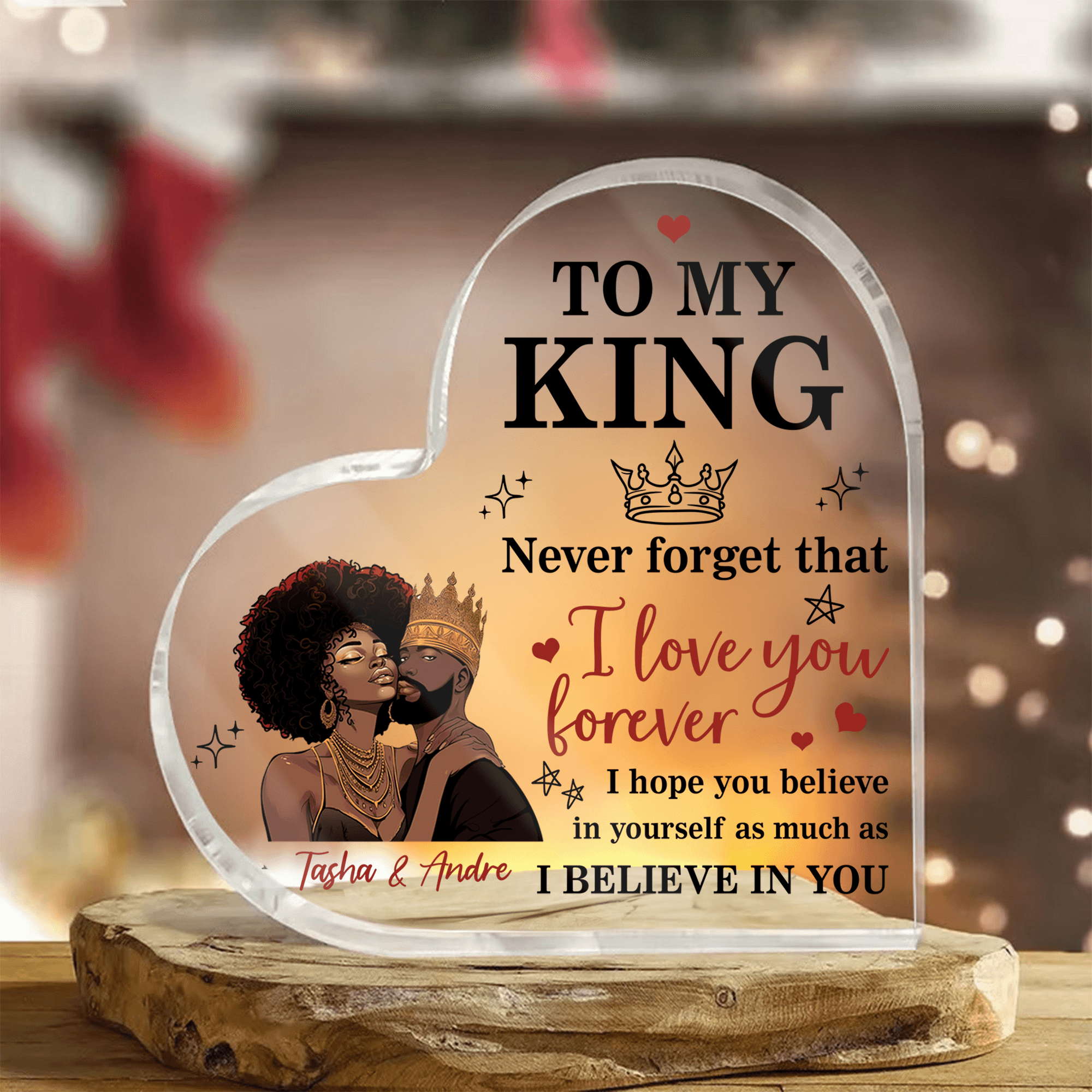 Heart-Shaped for Black Couple - Custom Photo, Personalized Gift for Valentine, Black History Month, Juneteenth or any occasion | African American