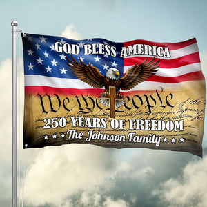 Personalized God Bless US 250 Years Of Freedom Banner House Flag HO82 900900