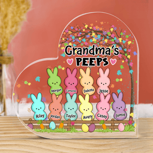 Grandma's Bunnies Easter Eggs - Custom Heart-shaped Acrylic Plaque - Personalized Gift for Grandma