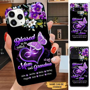 Purple Butterfly Blessed to be called Mom and Grandma Personalized Phone case SC279231