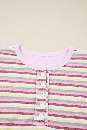 Khloe Patchwork Loose Henley Sweatshirt