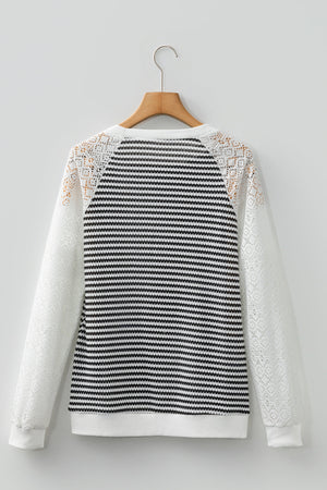 Taylor Hollowed Lace Patchwork Long Sleeve Top