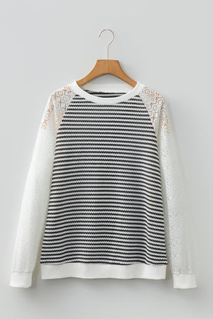 Taylor Hollowed Lace Patchwork Long Sleeve Top