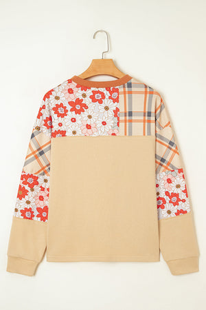 Azari Plaid Patchwork Casual Top