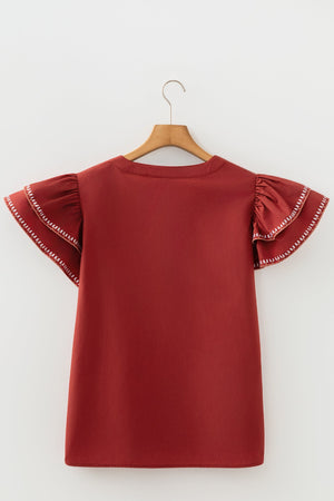 Andie Trim Flutter Sleeve Blouse