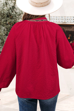 Eve Jacquard Print Textured Blouse