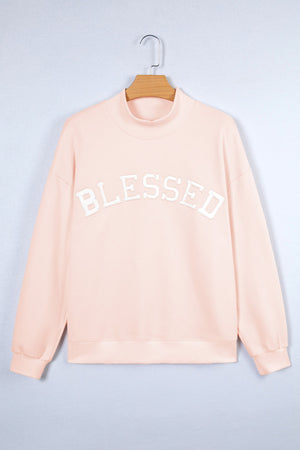 Blessed Embroidered Mock Sweatshirt