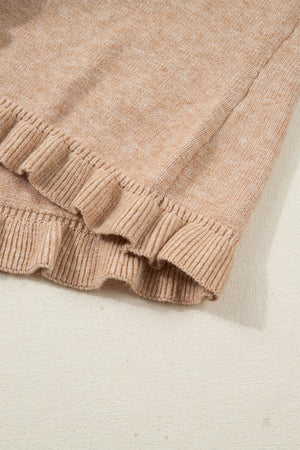 Yamileth Oatmeal Ruffle Trim Sweater