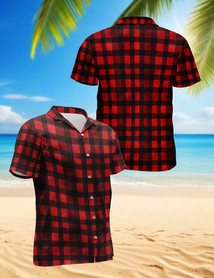 Red Black Plaid Hawaiian Shirt, Checkered Aloha Shirt for Men Women, Classic Lumberjack Summer Button-Up Top, S-5XL