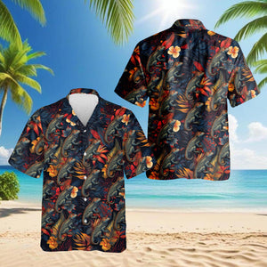 Amazing Iguanas Hawaiian Shirt, Tropical Lizard Aloha Shirt for Men Women, Colorful Reptile Print Button-Up Summer Vacation Top, Sizes Sβ5XL