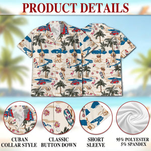 Goldendoodle Beach Hawaiian Shirt, Cute Dog Summer Aloha Shirt, Doodle Lover Button Down, Vacation Casual Outfit Gift, S-5XL