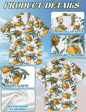 Taco Tropical Vintage Hawaiian Shirt, Retro Taco Aloha Shirt, Funny Food Button Down, Summer Beach Vacation Casual Outfit Gift, S-5XL