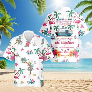 Cruising Partners Hawaiian Shirt, Husband and Wife Matching Aloha Shirt, Custom Couple Cruise Outfit, Vacation Button Down Gift, S-5XL