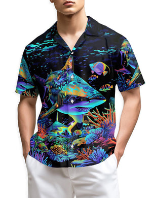 Awesome Shark 3D Hawaiian Shirt, Fierce Ocean Shark Aloha Shirt, Summer Vacation Hawaiian Shirt, Unisex Hawaiian Shirt Sā5XL