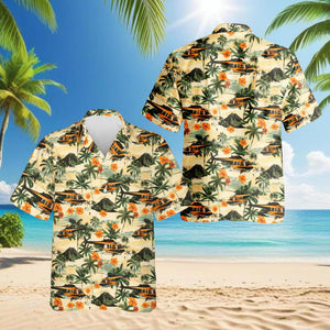 Helicopter Hawaiian Shirt for Men, Tropical Pilot Aloha Shirt, Island Military Chopper Print, Beach Vacation Button Up
