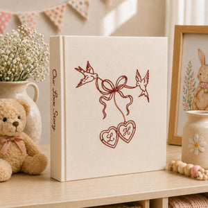 Hand Embroidered Photo Album With Sleeves, Embroidered Memory Book, Anniversary Gift, Unique Photo Album, Wedding Embroidered Photo Album