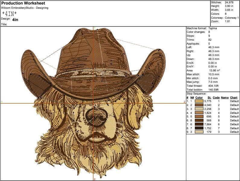 Golden Retriever Cowboy Embroidery Design, Western Dog Machine Embroidery File, Cowboy Hat Dog Embroidery, Pet Lover Instant Download